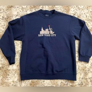 Vintage 90s Y2K Navy Blue New York City Embroidered Crewneck Pullover Sweatshirt